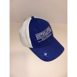 The Game Southeastern Football Hat Blue White A-Flex Fitted Mesh Cap Size S/M